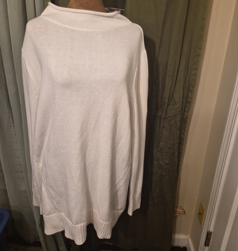 Karen Scott White Cowl Neck Lightweight Sweater